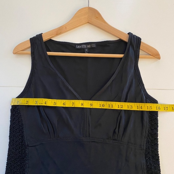 Lafayette 148 Silk Tank Top with Crochet Black Size 8 - Picture 9 of 10